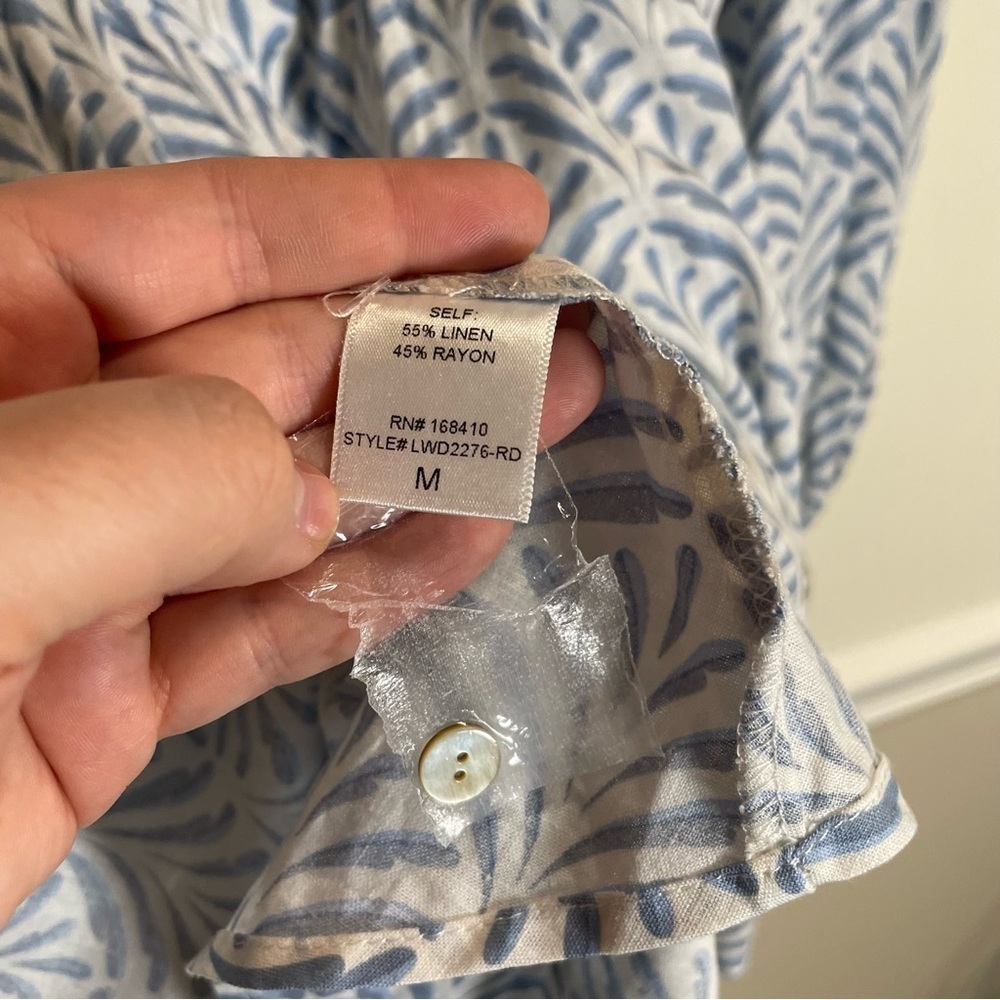 Aura This Is Your Sign Sky Blue Print Button Front Mini Dress - Medium - Picture 8 of 9